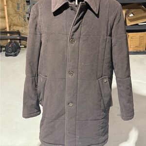 COLE HAAN Wool Over Coat Jacket Lining Brown Winter Men’s Size Medium M